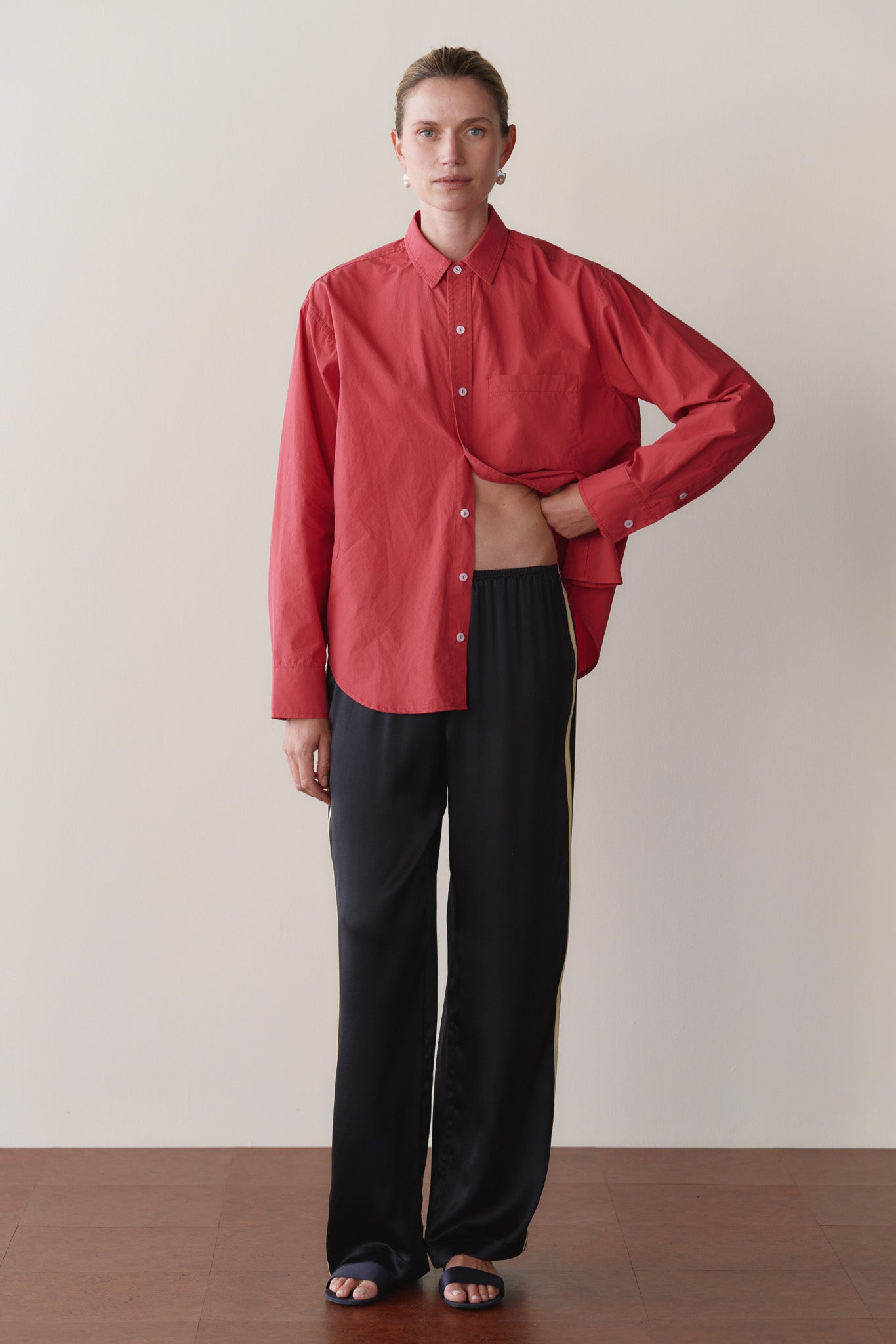 The Silk Stripe Simple Pant