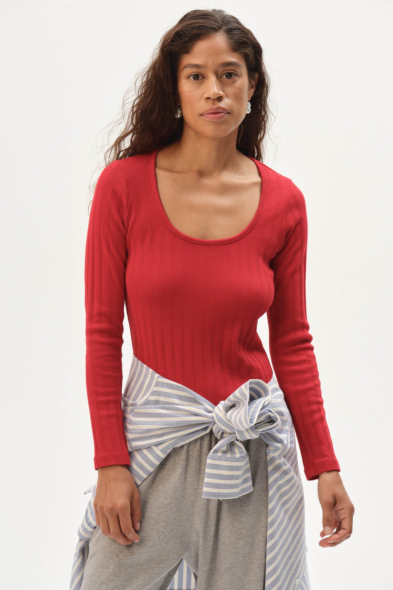 The Varied Rib Long Sleeve Scoop Shirt