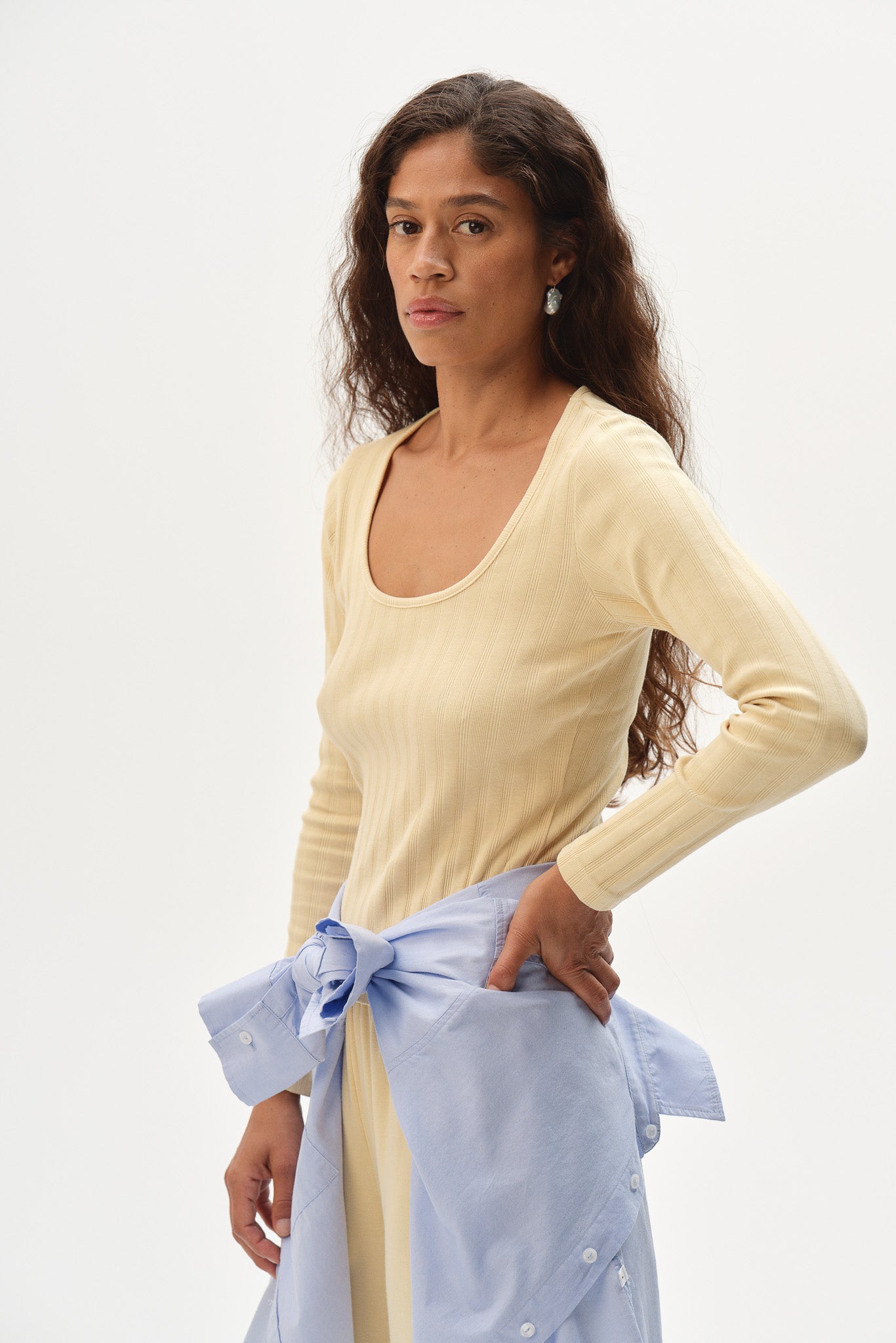 The Varied Rib Long Sleeve Scoop Shirt