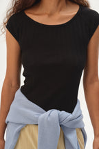 The Varied Rib Wide Neck Tee