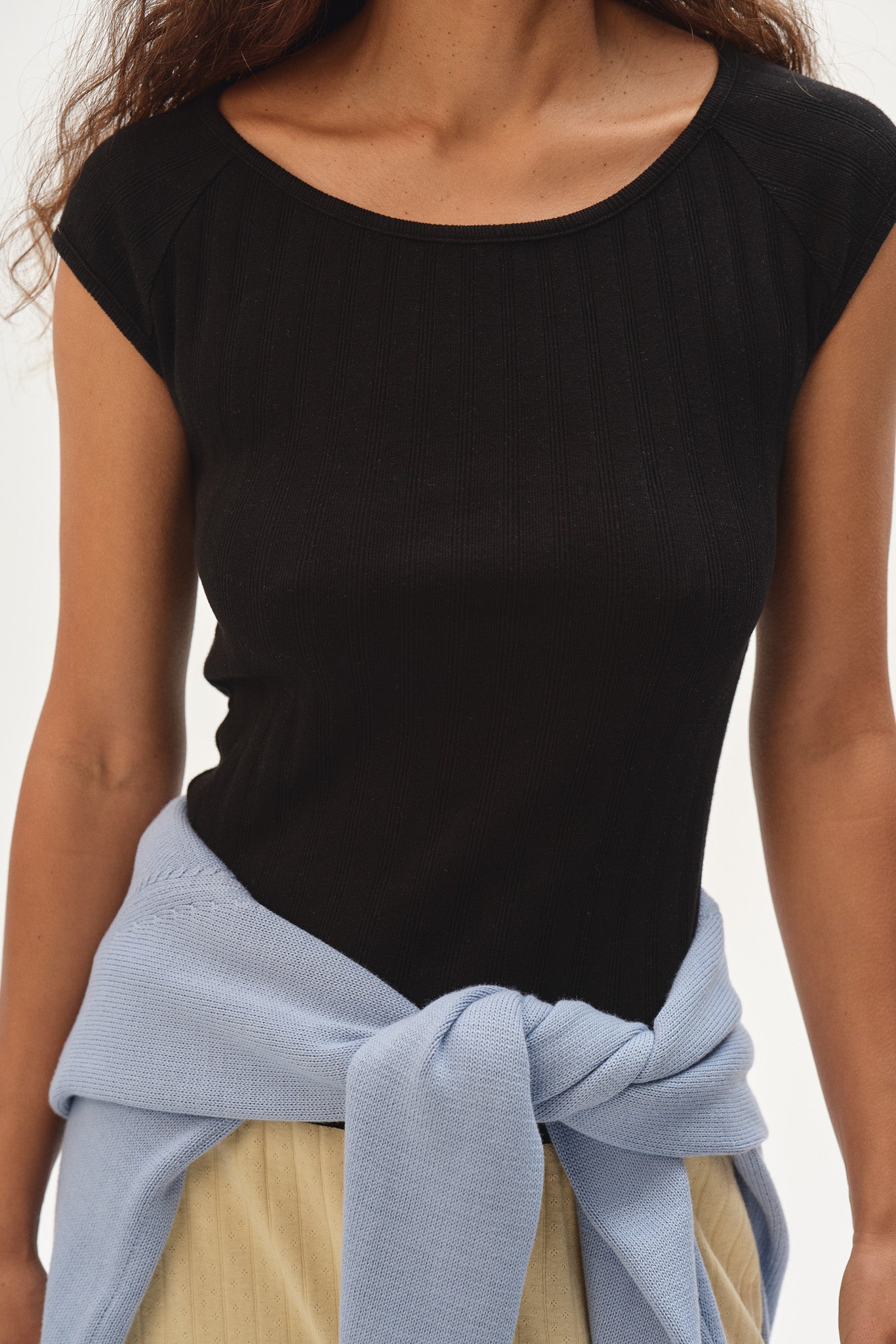 The Varied Rib Wide Neck Tee