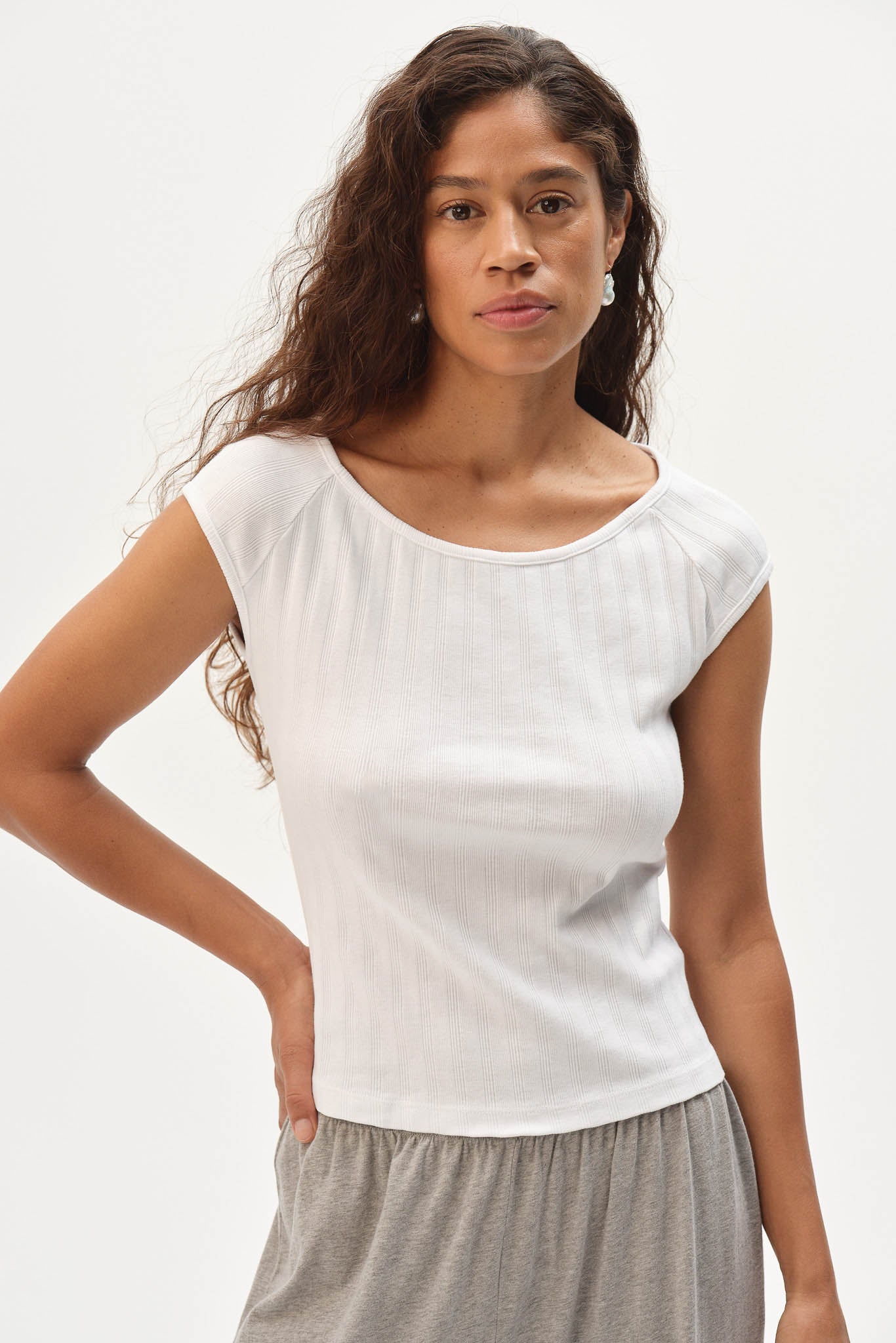 The Varied Rib Wide Neck Tee