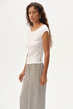 The Varied Rib Wide Neck Tee