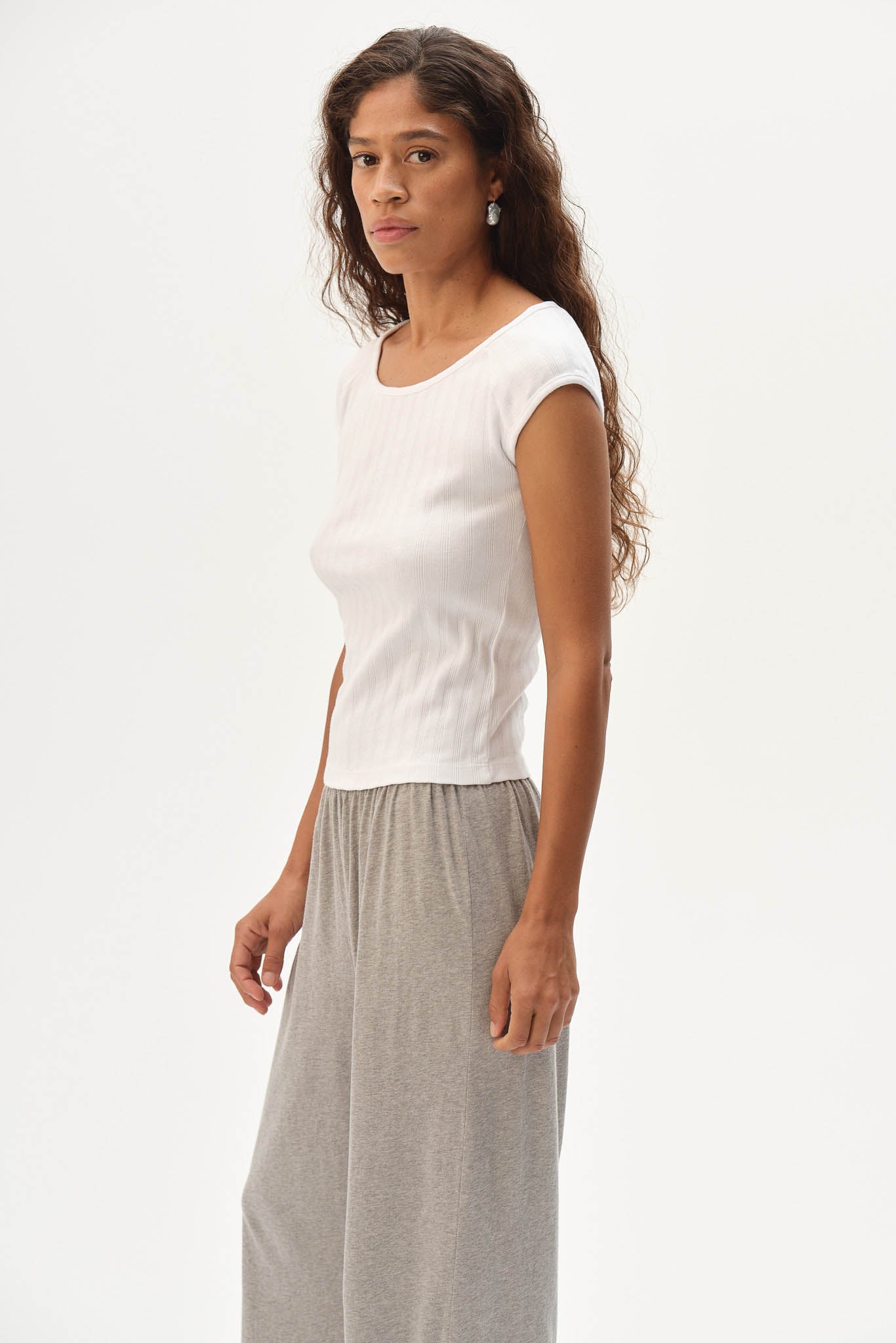 The Varied Rib Wide Neck Tee